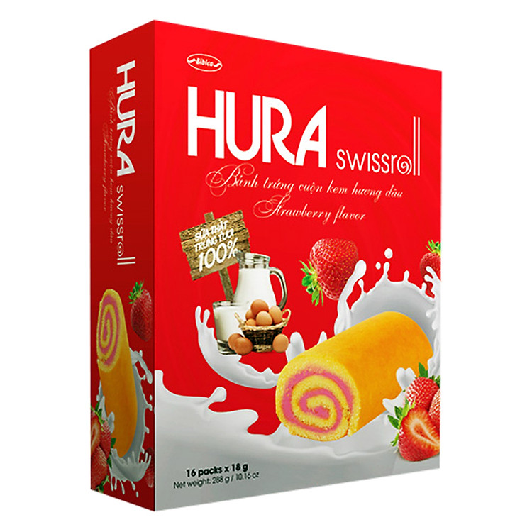 Bánh Hura Swissroll Hương Dâu Bibica (288g)