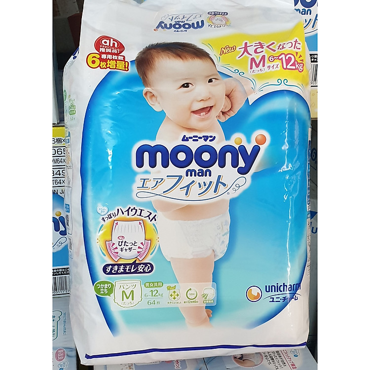 Tã Quần Cao Cấp Moony Nhật Bản M64 Miếng hàng nội địa (Tã bỉm)
