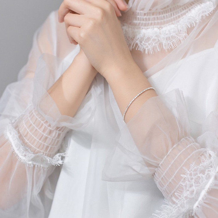 Lắc Tay Bạc Nữ - Vòng Tay Bạc Nữ S925 - Đơn Giản Lấp Lánh - LTBN01 - Tặng hộp đựng lắc - Tặng Khăn Lau Bạc