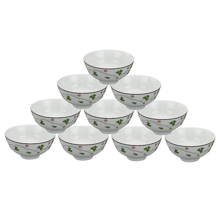 Bộ 10 Cái Chén Cơm 11.5cm Hoa May Mắn Gốm Sứ Minh Long