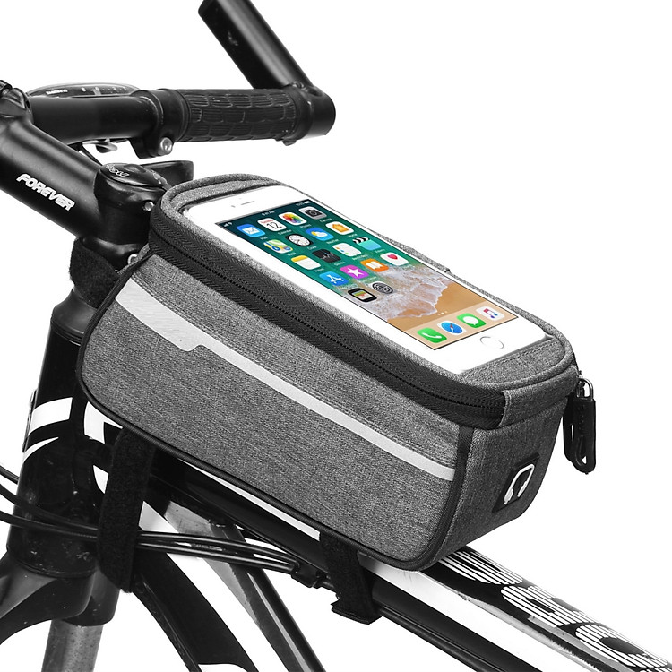 Túi treo xe đạp, có lỗ cắm tai nghe nhạc, chống nước, màn hình cảm ứng điện thoại 6 inch