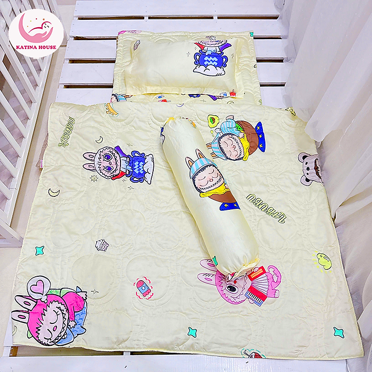 Combo trọn bộ chăn gối nệm cho bé đi học Katina House, vải tencel 60s mát mịn, giúp bé ngủ ngon