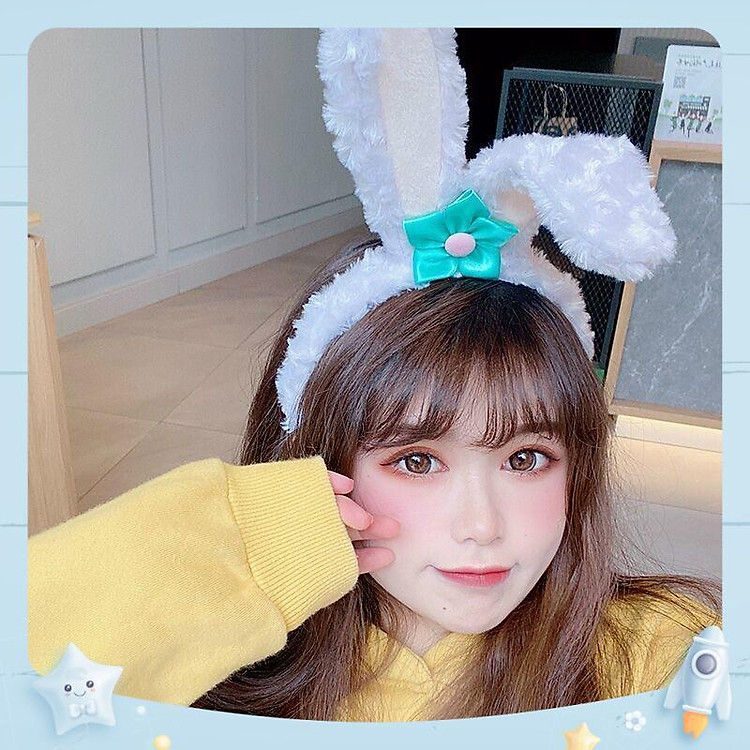 Cài tóc tai thỏ Stella dài dễ thương phong cách Hàn Quốc