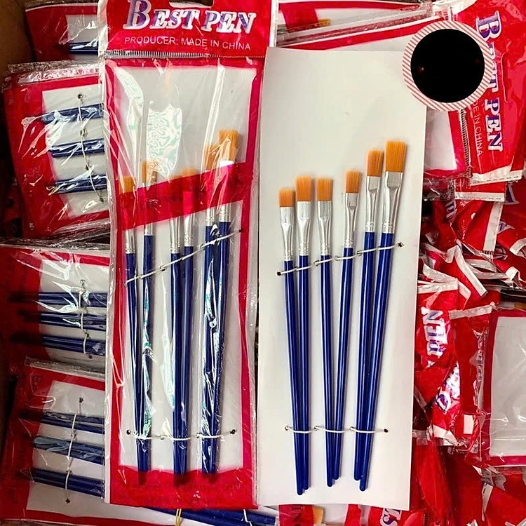 Túi 6 Cọ Vẽ Đầu Bằng