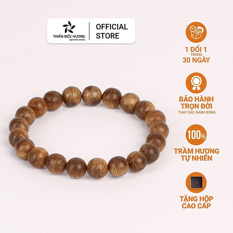 Vòng tay Trầm Hương tự nhiên Tròn Đơn - Thành công, giàu sang, thuận lợi