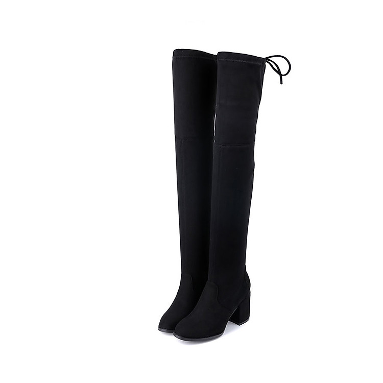Giày bốt nữ cổ cao qua gối cao 6cm da lộn GCC1901