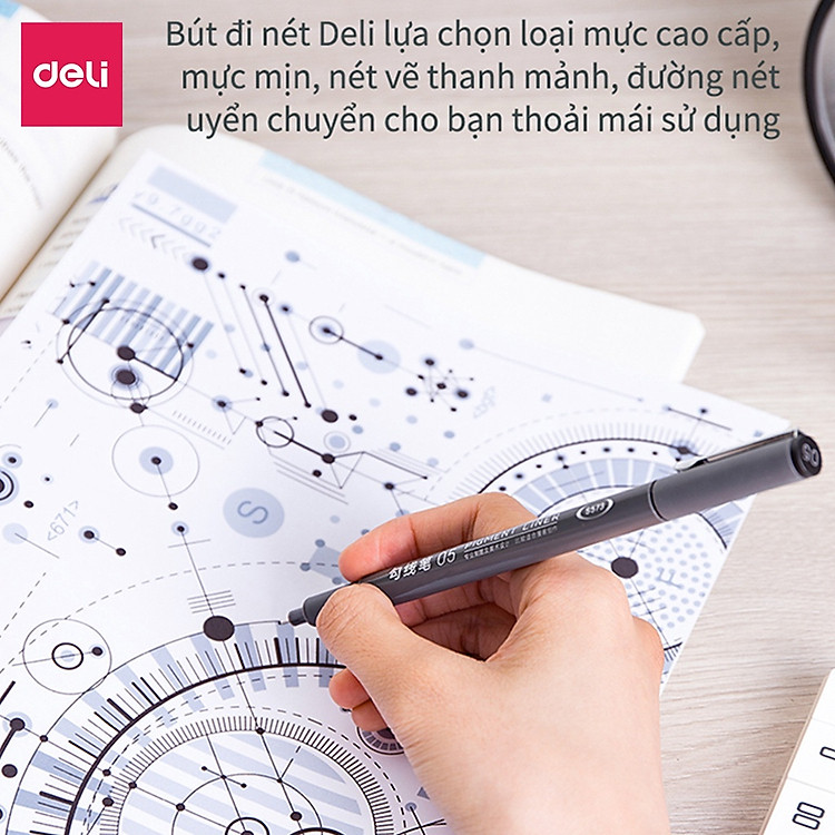 Bộ Bút Đi Nét Kỹ Thuật Nhiều Cỡ Ngòi Màu Đen (6 chiếc) - Ảnh 7