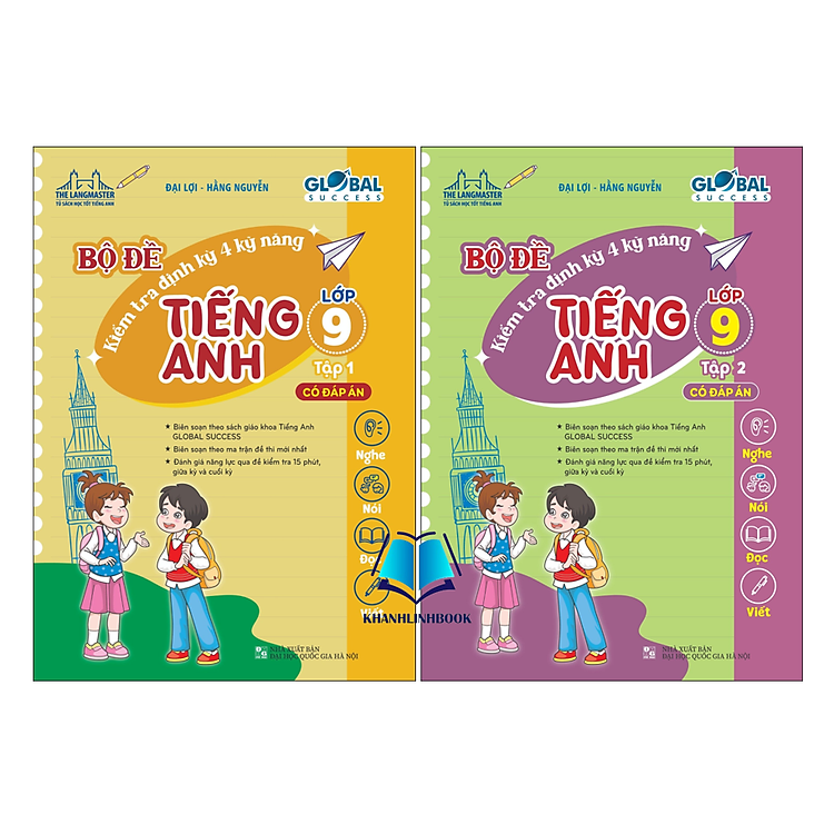 Sách - Combo Bộ đề kiểm tra định kỳ 4 kỹ năng tiếng anh lớp 9 - tập 1 + 2 ( có đáp án )