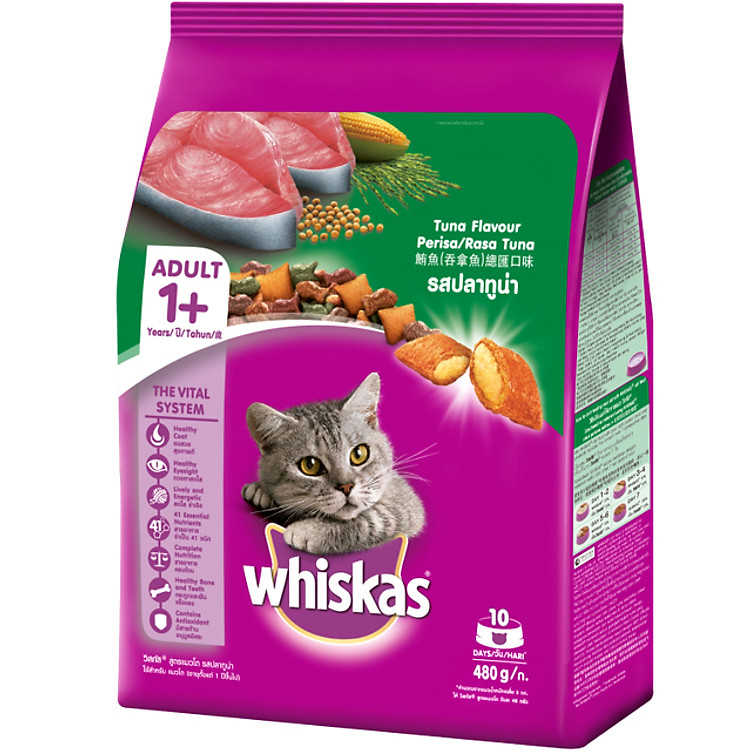 Đồ Ăn Cho Mèo Lớn Whiskas Vị Cá Ngừ Túi 480g
