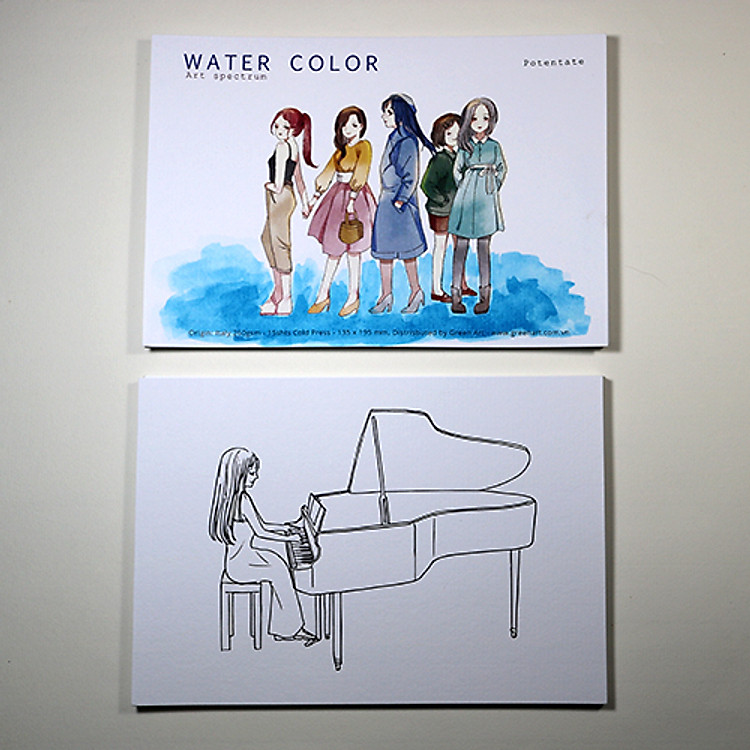 Giấy vẽ màu nước A5 (1 mặt trắng 1 mặt hình)