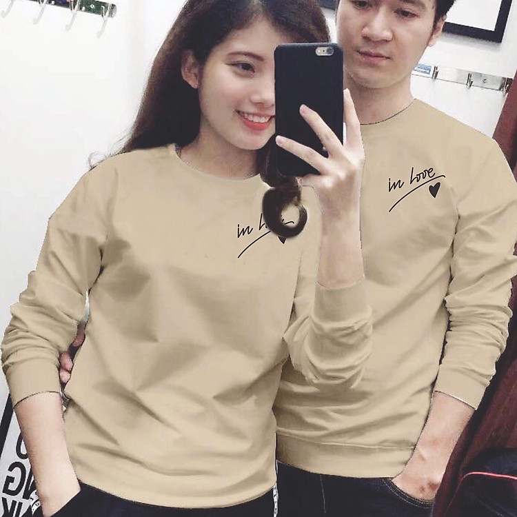 Đồ đôi thu đông CoupleTina 100% cotton cao cấp - màu be