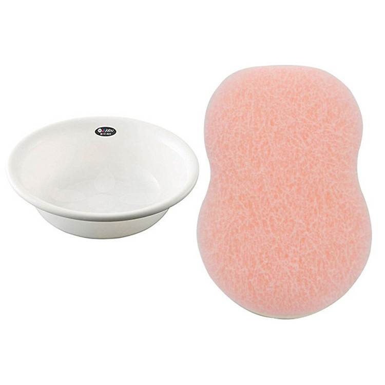 Combo chậu rửa mặt 4,5L màu trắng + mút tắm dành cho phụ nữ nội địa Nhật Bản