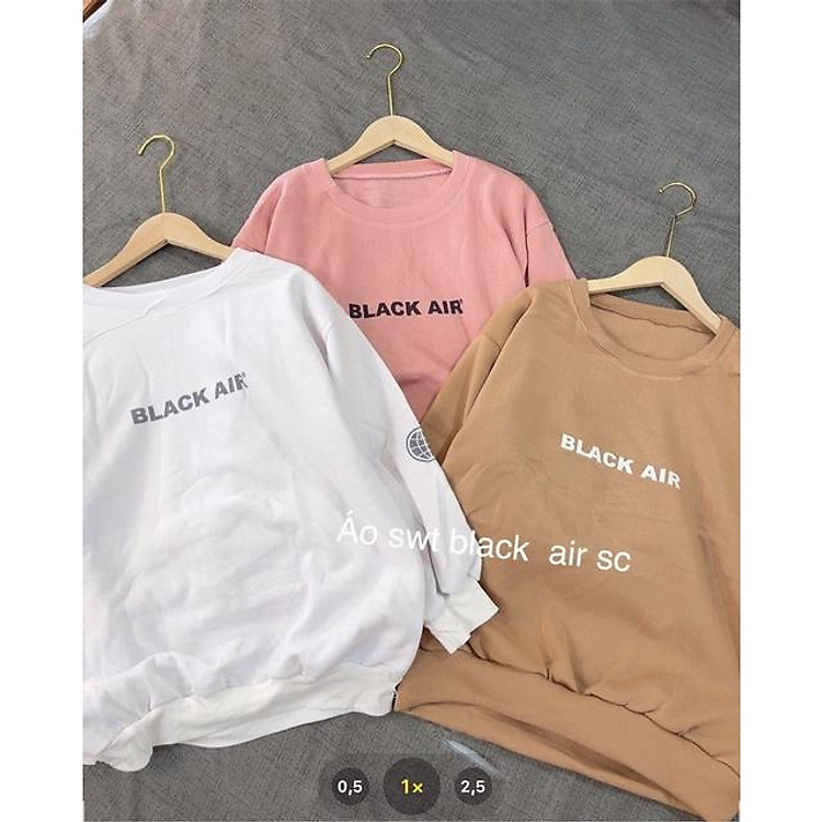 áo swt black air áo Sweater Form Rộng Unisex Tay Bồng Nam Nữ Mặc Được Chất Nỉ Hàng Xuất Dày