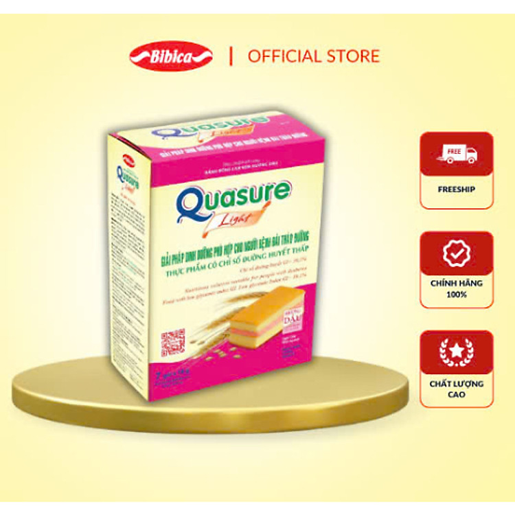 Combo 2 bánh bông lan Quasure light Bibica 126g- Thực phẩm dành cho người ăn kiêng, tiểu đường