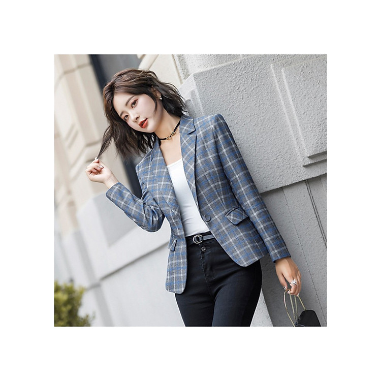 Áo khoác vest nữ caro phong cách Hàn Quốc NA66