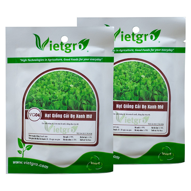 Combo 2 Gói Hạt Giống Cải Bẹ Xanh Mỡ Vietgro VG04 (Gói 20gr)