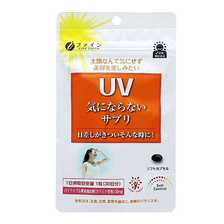 Viên uống chống nắng UV Fine Japan 30V, chống nắng toàn diện - Tặng túi zip 3 kẹo mật ong Senjaku