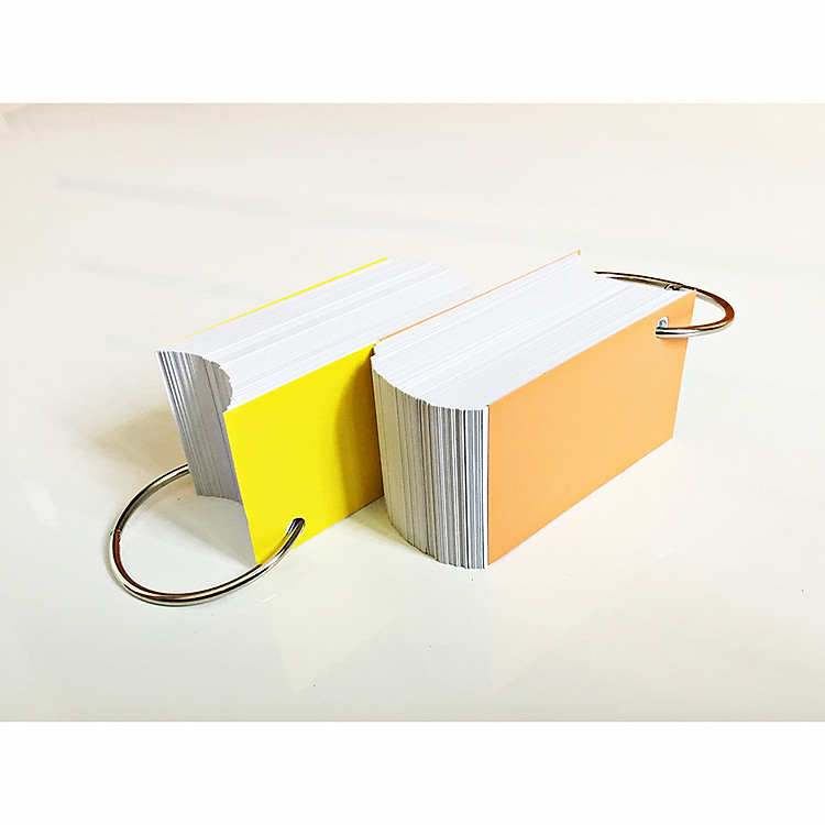 200 thẻ flashcard trắng cao cấp 5x8cm(góc vuông) góc vuông tặng kèm 2 khoen inox + bìa cứng dày học ngoại ngữ