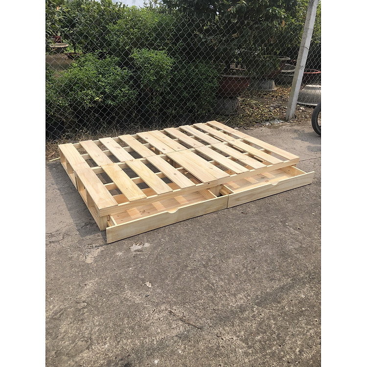 Giường pallet gỗ có hộc kéo