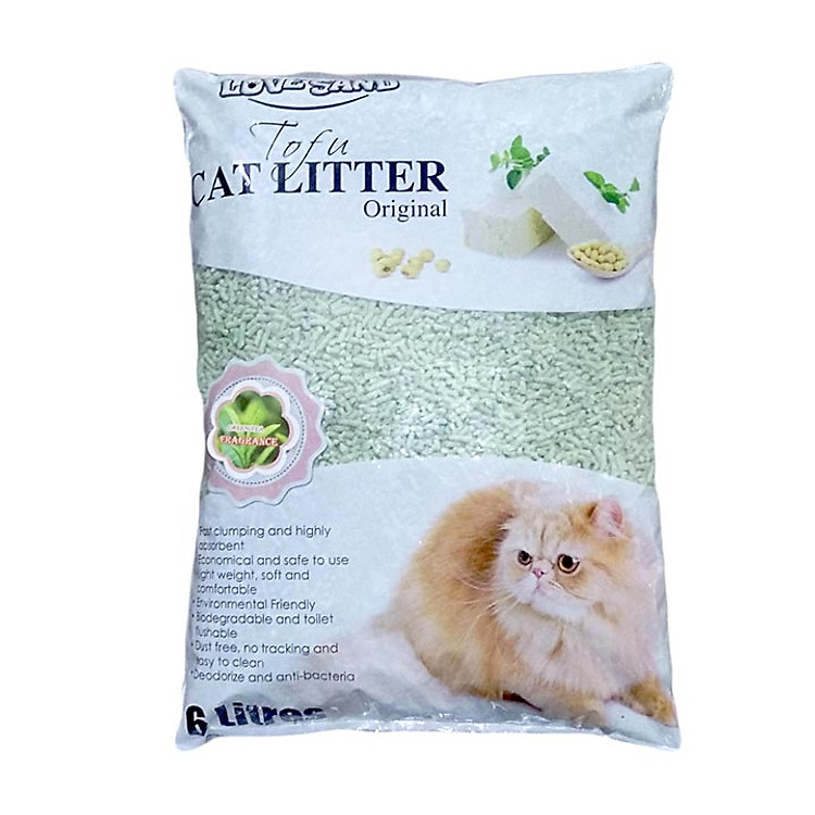 Cát vệ sinh mèo Tofu Cat Litter 6L Đổ được bồn cầu - cát đậu phụ Love sand - CutePets