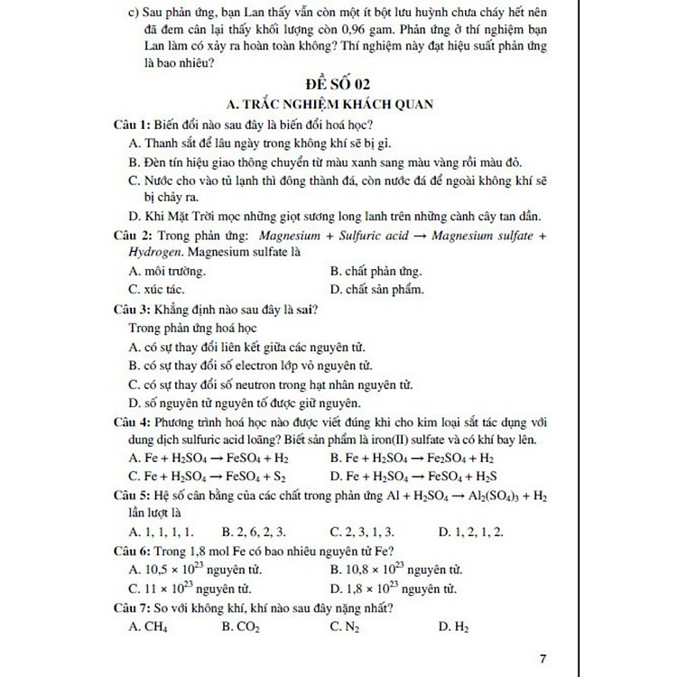 Tuyển Tập Đề Kiểm Tra Định Kì Khoa Học Tự Nhiên Lớp 8 - Ảnh 7