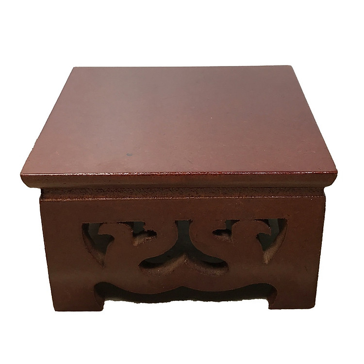 Đôn gỗ kê tượng dài khắc hoa sen, đế gỗ đặt tượng thờ