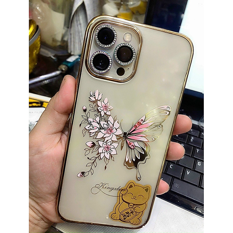 Bộ miếng dán kính cường lưc Kuzoom Camera Diamond đính đá cho iphone 13 promax - Hàng Nhập Khẩu