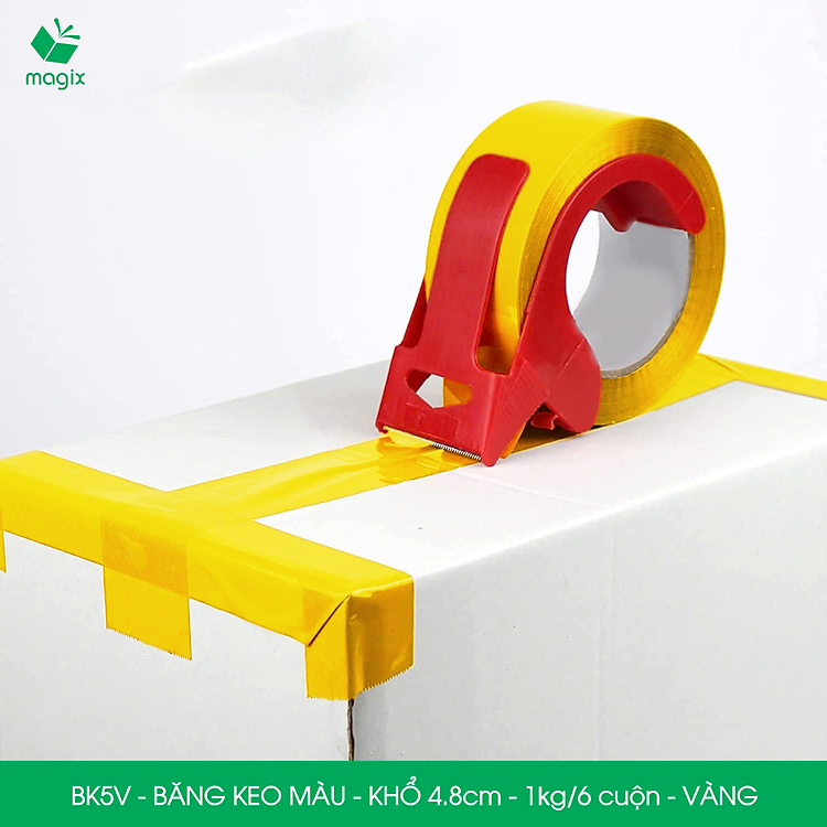 Băng keo màu khổ 4.8cm (1kg/6 cuộn) - Vàng - Ảnh 4