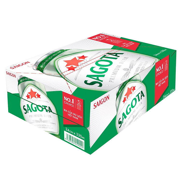 Thùng 24 Lon Bia Sagota Premium (330ml x 24)