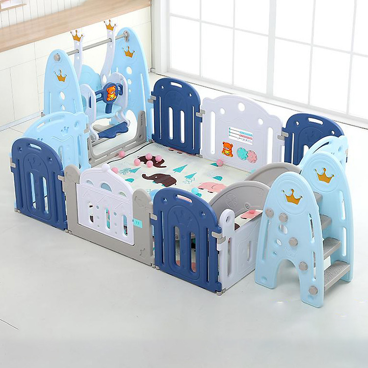 Set 6 món quây full Holla vương miện cao cấp phiên bản 2020 gồm quây cũi, cầu trượt, xích đu, ngựa bập bênh, thảm, bóng, tiêu chuẩn Châu Âu an toàn cho bé