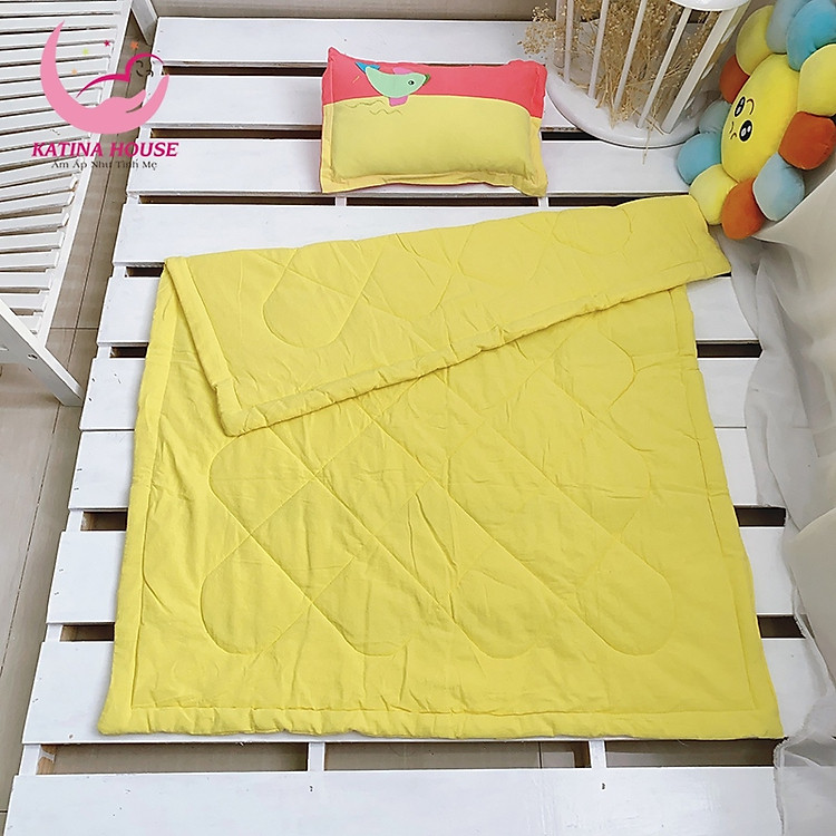Bộ gối mền cho bé đi học Katina House, 1-5 tuổi, vải cotton cara mềm, thoáng mát, thấm hút tốt