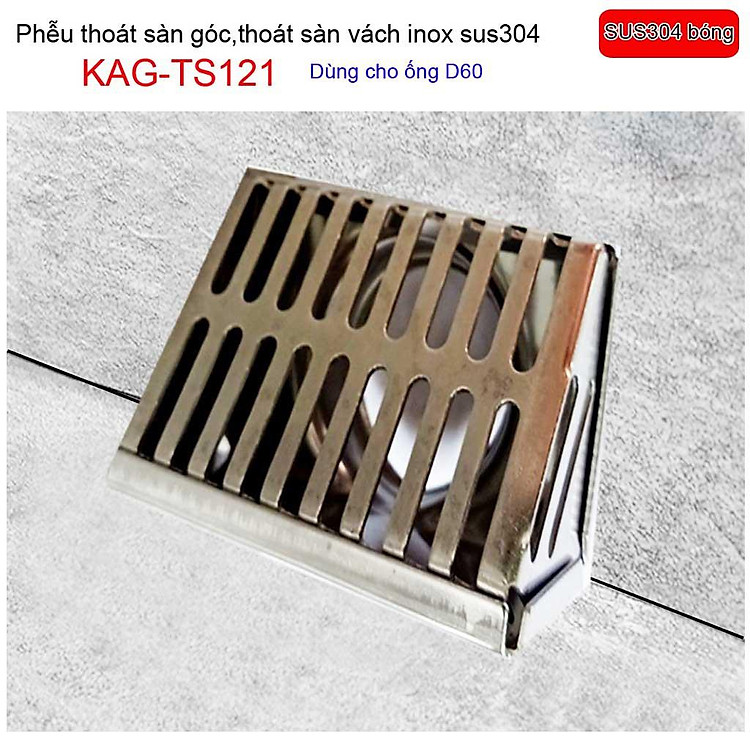 Phễu thoát nước mưa thoát ngang KAG-TS122A-D90, phễu thoát nước vách tường hành lang, ban công KAG-TS121A-D60