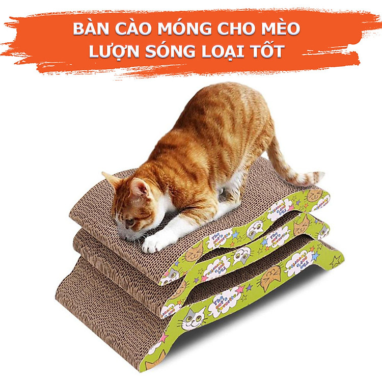 Bàn Cào Móng Lượn Sóng Cho Mèo Kích Thước 20 x 42cm - YonaPetshop