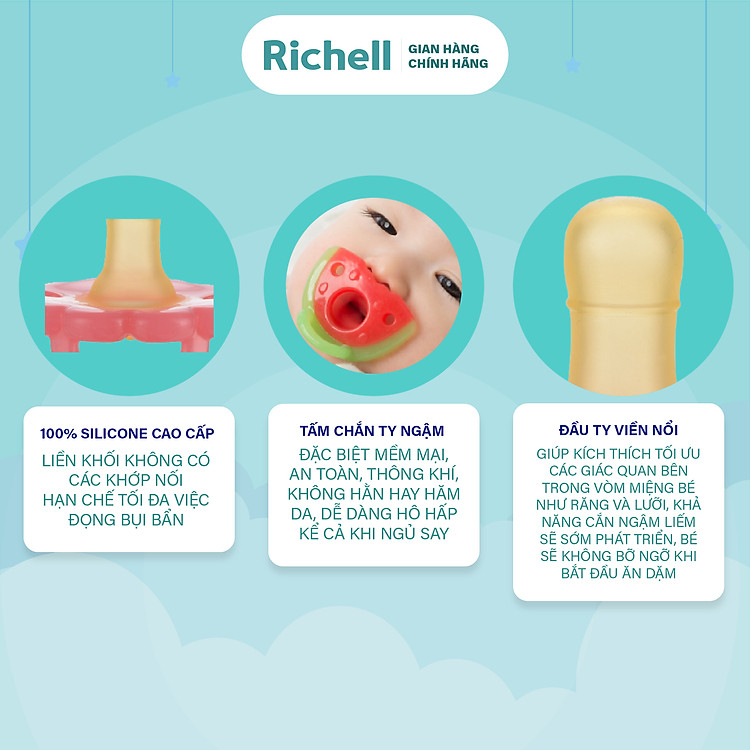 Ty ngậm silicone Richell Nhật Bản Bông hoa Đảm bảo Giá rẻ - Hình ảnh 3