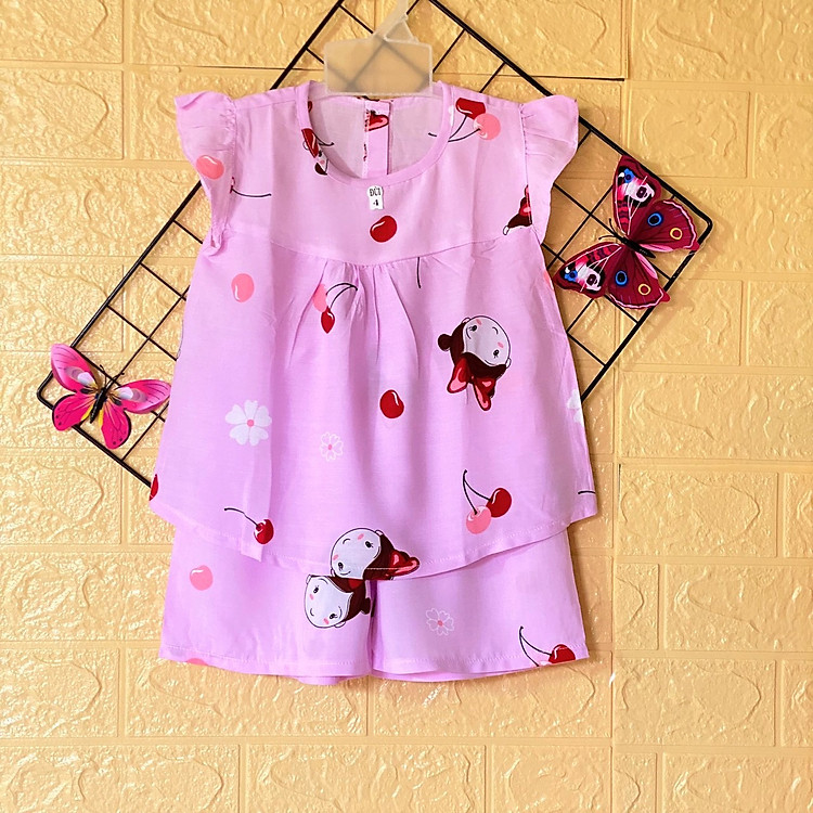 Bộ đồ bộ bé gái Cánh Tiên chất vải tole, lanh 2 da mềm, min, thoáng mát - Giao màu ngẫu nhiên