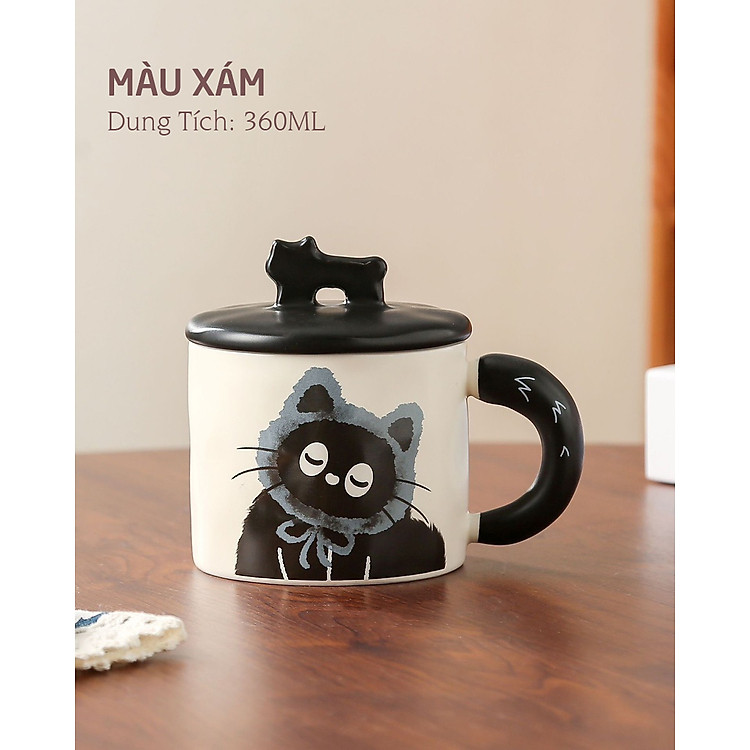 Ly Gốm Sứ Mèo 360ml - Màu Nâu - Ảnh 3