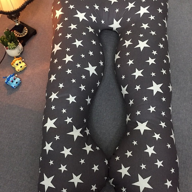 Gối ôm chữ U đa năng cho bà bầu - Sao Đen - Tặng kèm 1 móc khóa Houston