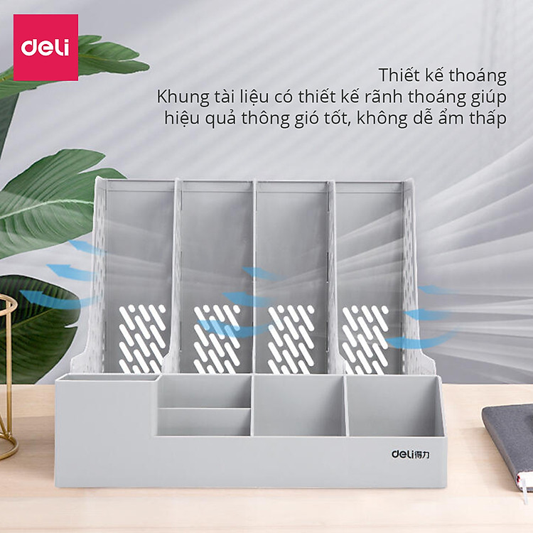 Set giá tài liệu 4 ngăn kèm hộp bút Deli (Xanh dương) - Ảnh 7