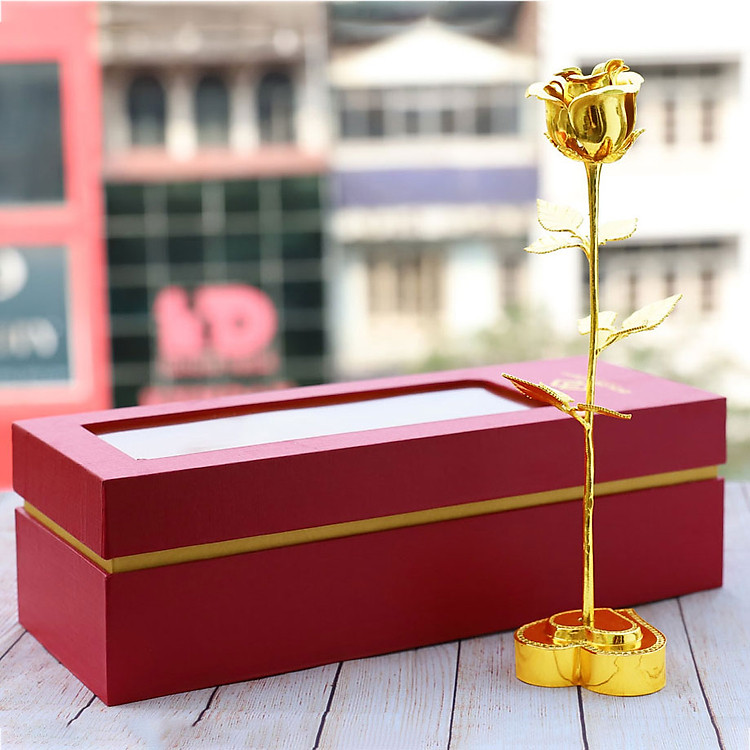 Hoa hồng mạ vàng đế trái tim - Quà tặng sinh nhật vợ - Ảnh 2