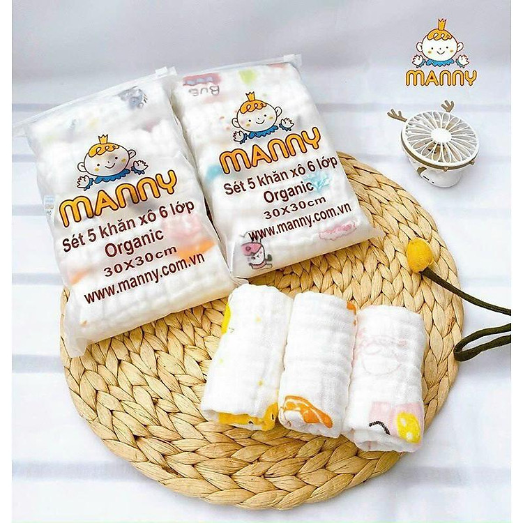 Khăn sữa xô nhăn 6 lớp Manny cho bé Chính hãng Tiết kiệm - Hình ảnh 3