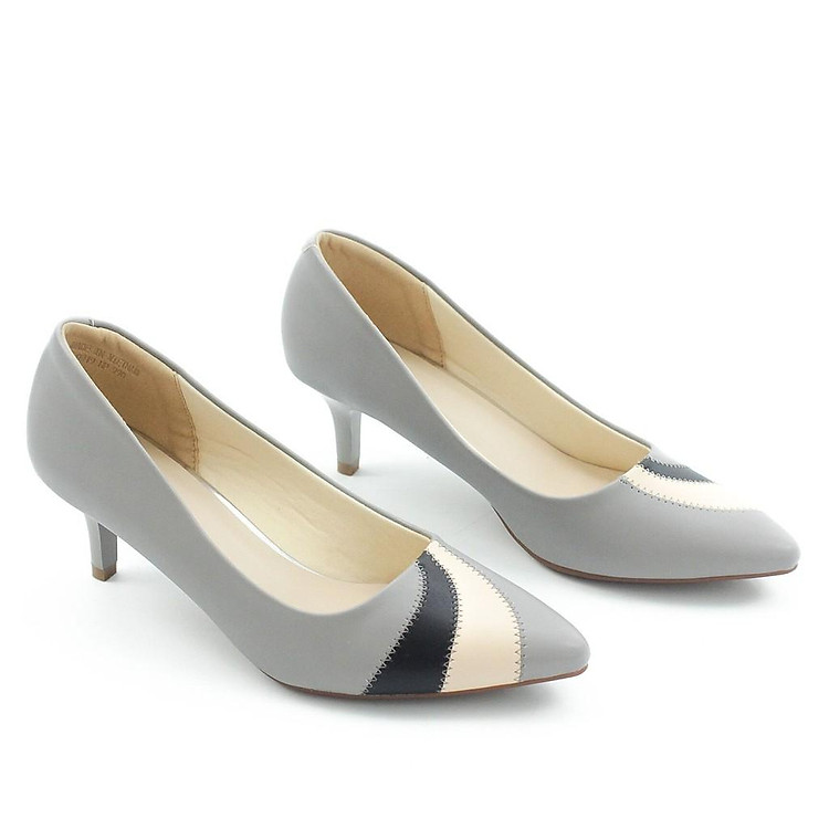 Giày Cao Gót 5cm Gót Nhọn Mix Nhiều Màu Màu Xám Pixie P350