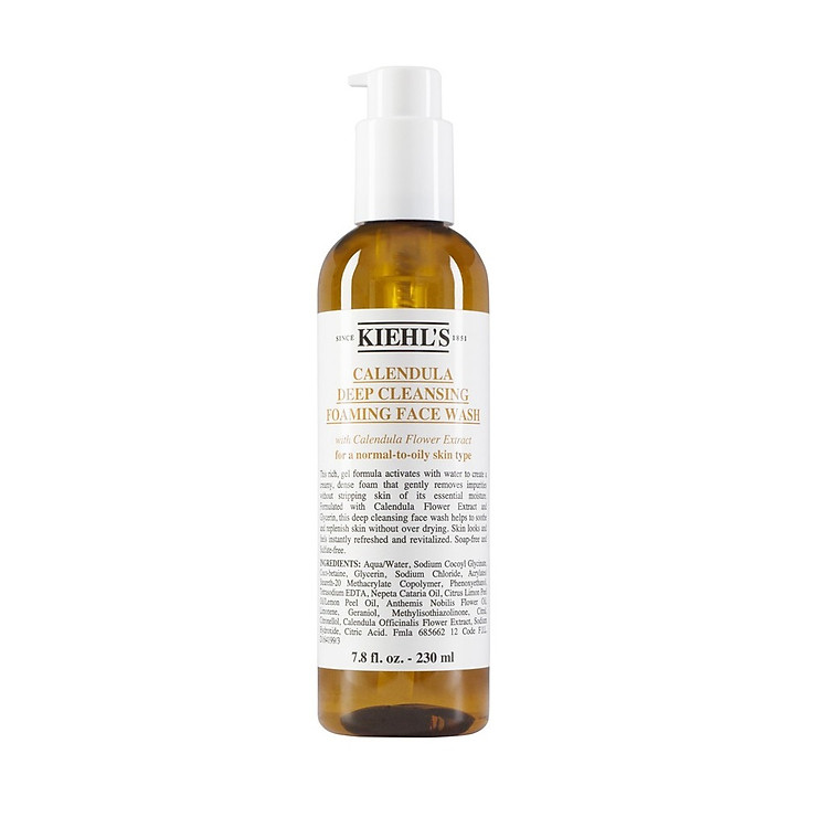 Kiehl's Calendula Deep Cleansing Foaming Face Wash – Gel Rửa Mặt Chiết Xuất Hoa Cúc