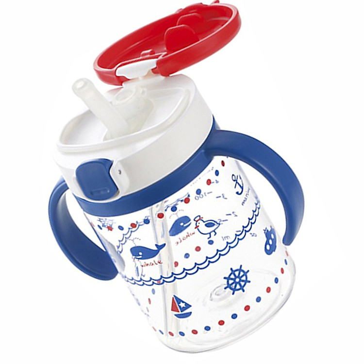 Cốc Uống Nước Ống Hút Silicone Chống Đổ Khi Bé Không Mút Richell, Đỏ 320ml