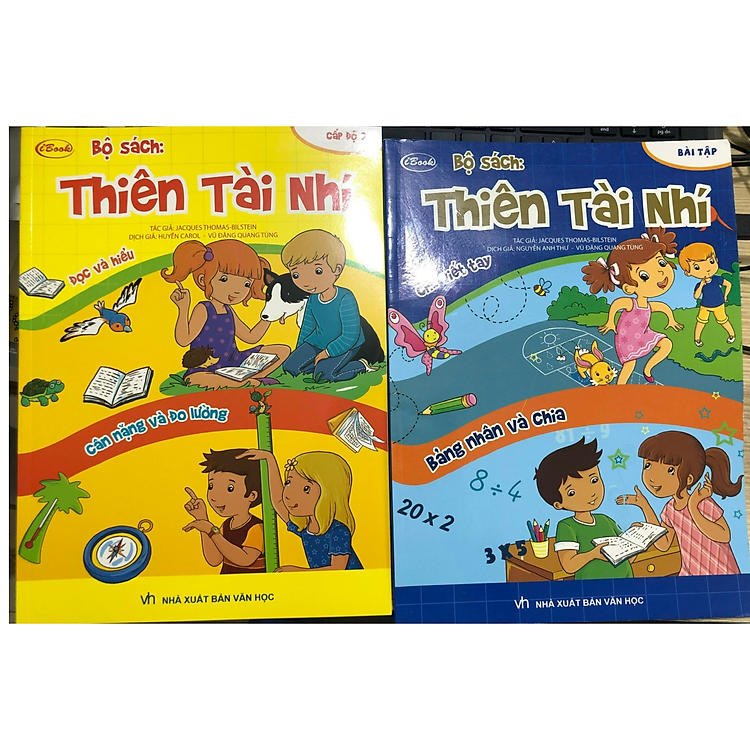 Combo 2Q Sách Phát Triển Trí Tuệ Cho Trẻ Nhỏ: Thiên Tài Nhí - Chữ Viết Tay - Bảng Nhân Và Chia + Thiên Tài Nhí - Đọc Và Hiểu - Cân Nặng Và Đo Lường