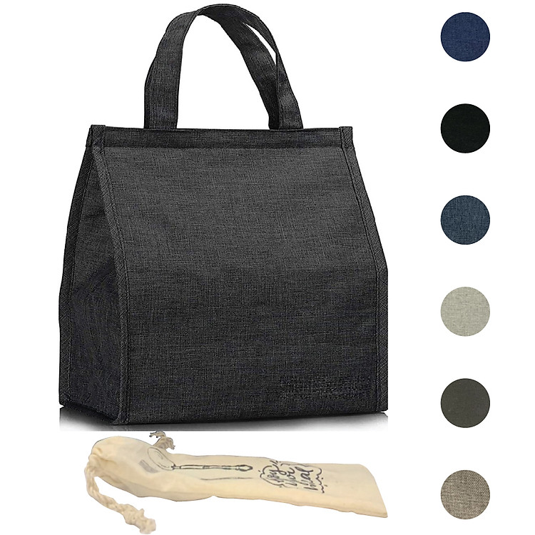 Túi Đựng Hộp Cơm Giữ Nhiệt (Lunch Bag, Lunch Box) Văn Phòng Vải Bố Tote Canvas Loại To Dành Cho Nam Nữ Đi Làm Đựng Thức Ăn Trưa Tặng Kèm Túi Đựng Muỗng Nĩa Cực Xinh Chất Lượng Giá Rẻ