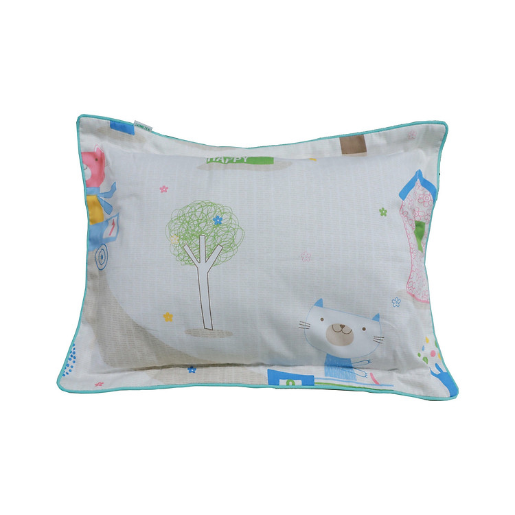Gối nằm Hometex có bèo cho bé - 100% cotton in hoa thoáng mát