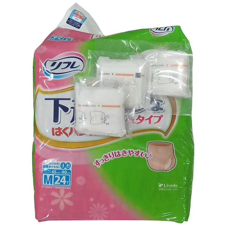 Tã - bỉm quần người lớn Livedo size M (24 cái/ gói) Tặng miếng lót bổ sung