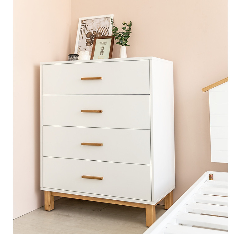 Tủ Ngăn Kéo - Tủ Đựng Đồ - Tủ Quần Áo - Tủ Trang Trí MOHO TYLER Màu Trắng Phối Gỗ