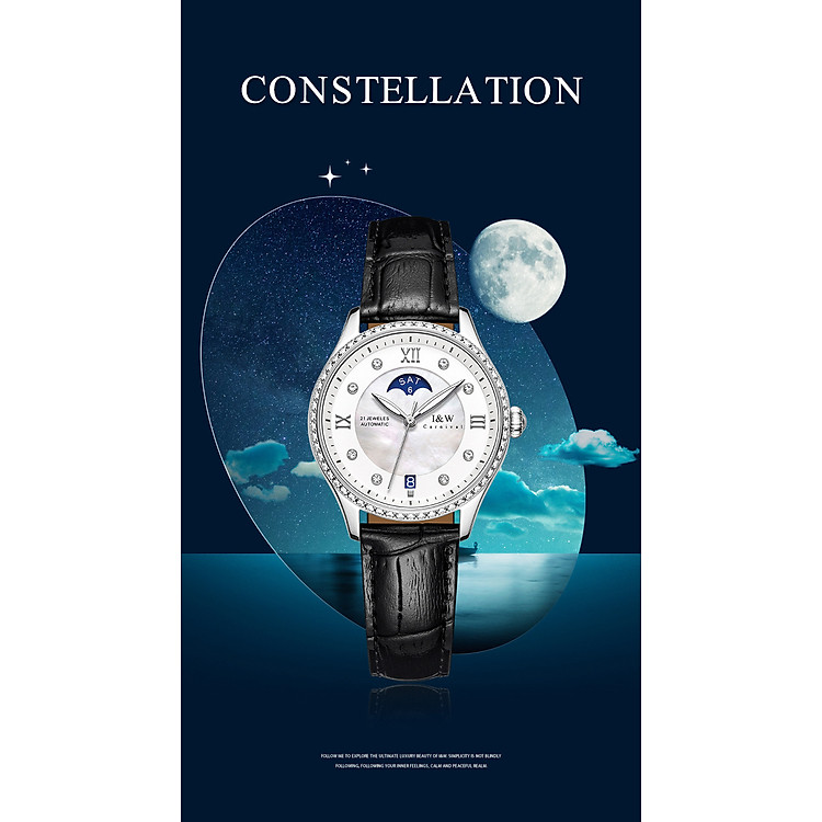 Đồng hồ nữ chính hãng I&W CARNIVAL IW582G-2 Kính sapphire ,chống xước ,Chống nước 30m ,Bảo hành 24 tháng,Máy cơ (Automatic),dây da cao cấp, thiết kế đơn giản dễ đeo