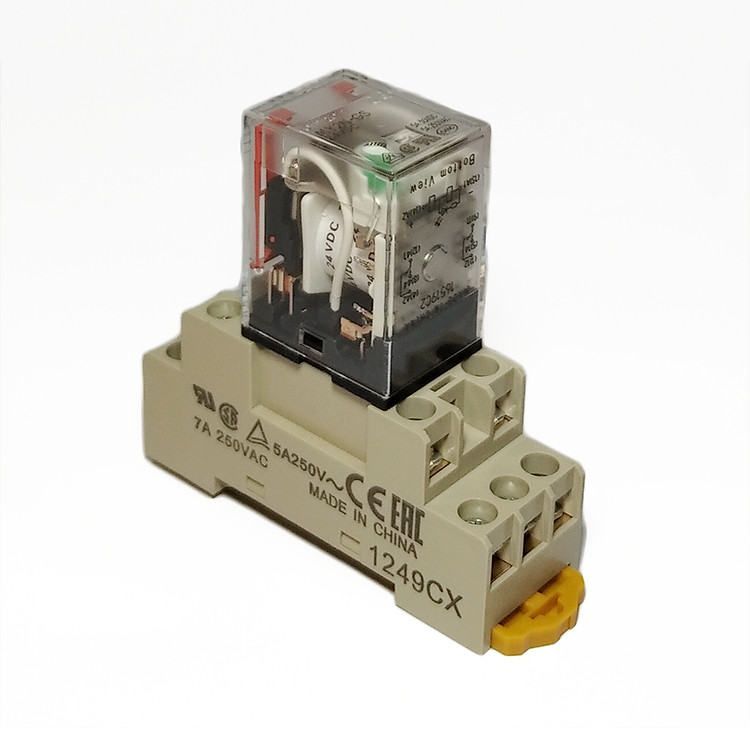 Rơ le trung gian 8 chân bao gồm đế cắm MY2N-GS DC24 + PYF08A-N